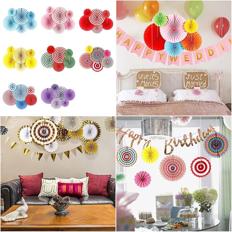 White Paper Lace Fan Flower Set For Wedding Party Decorations Photo Props - Image 2